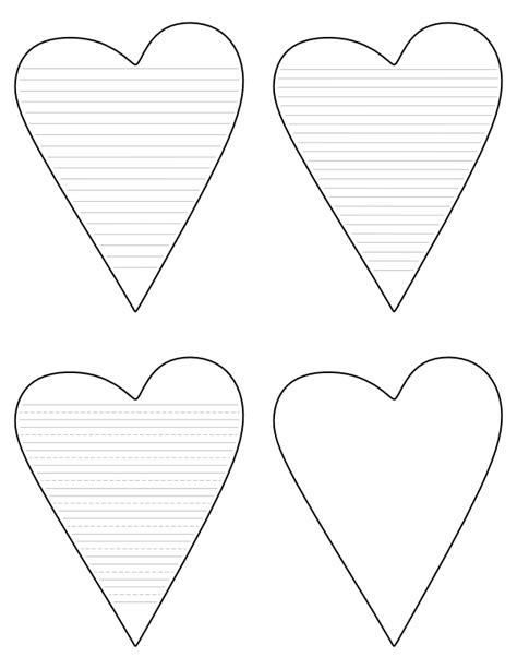 Free Printable Primitive Heart Shaped Writing Templates