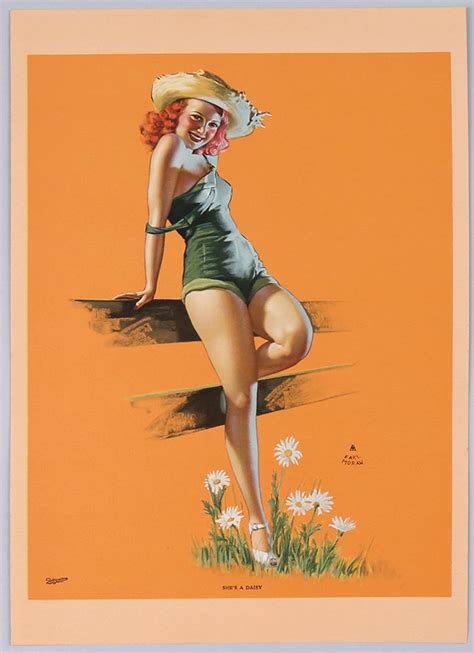 Vintage S Earl Moran Pin Up Print Titled She S A Daisy Etsy