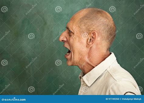 Screaming Senior Man Stock Photo Image Of Closeup Gray 97749350