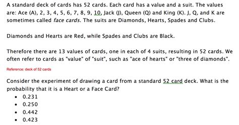 The red cards are usually hearts and diamonds. Solved: A Standard Deck Of Cards Has 52 Cards. Each Card H... | Chegg.com