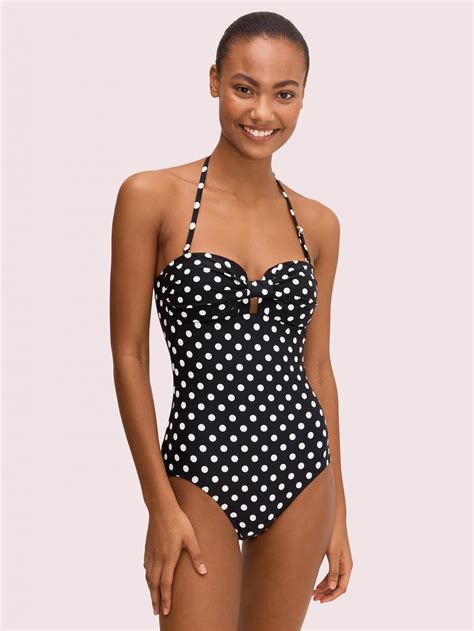 Lia Dot Molded Bandeau One Piece Black Womens Kate Spade Swimwear