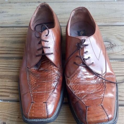 Stacy Adams Mens Shoes Genuine Snake Skin Leather Oxfords Lace Up Brown M Ebay