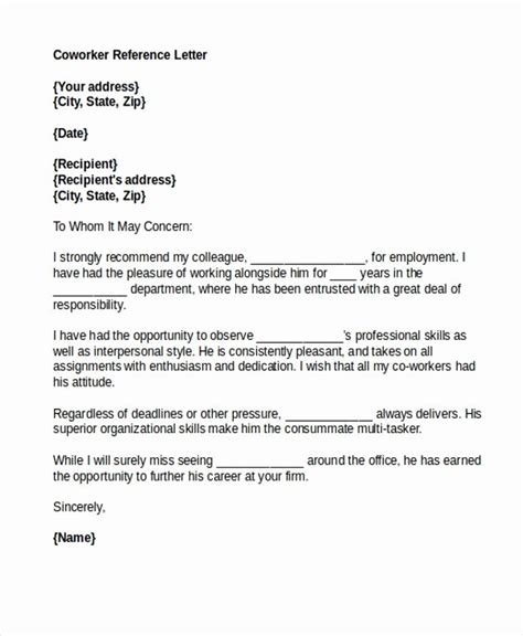 Co Worker Letter Of Recommendation Hamiltonplastering