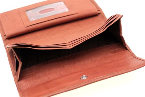Womens Genuine Leather Clutch Wallet Removable Checkbook Cover Button