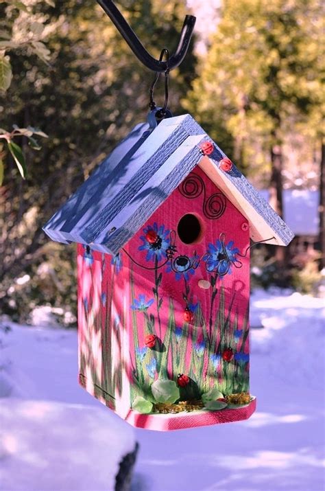 Pink Floral Birdhouse Bird Houses Painted Bird House Bird Houses