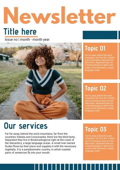 Orange Custom Branded Newsletter Page Newsletter Design Templates