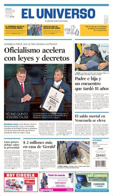 Periódico El Universo Ecuador Ecuador Periódicos De Ecuador