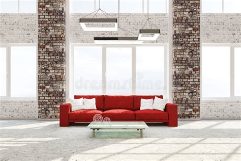 Red Brick Interior White Sofa Stock Illustrations 1574 Red Brick