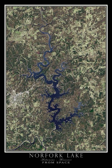 The Norfork Lake Arkansas Missouri Satellite Poster Map