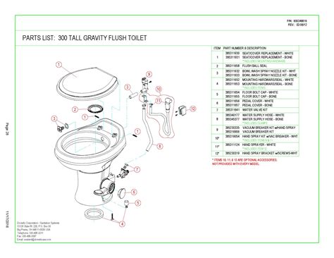 Sealand Dometic 300 Gravity Toilet Spare Parts