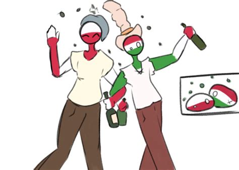Poland And Hungary Getting Drunk And Having Fun R Countryhumans