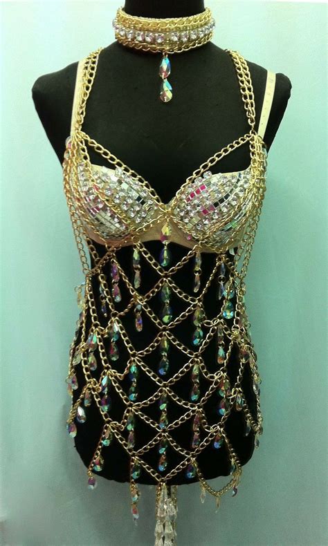 Crystal Chain Costume Set Set Includes Chain Bra And Choker Beautifully Handcrafted And