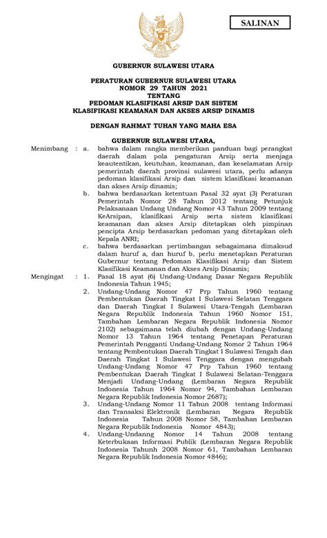 Peraturan Gubernur Sulawesi Utara No 29 Tahun 2021 Tentang Pedoman