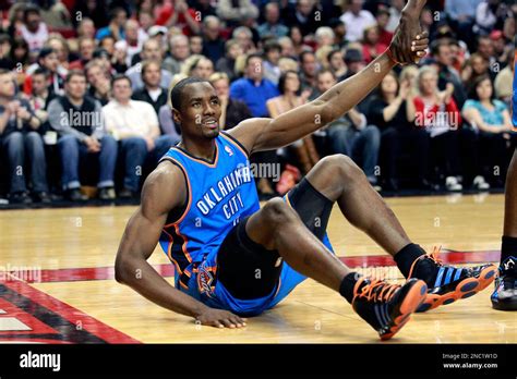 Oklahoma City Thunder S Serge Ibaka Is Helped To His Feet In The Second Quarter During Their
