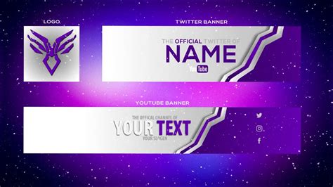 Cool Purple Youtube Banner Template Banner Twitter Header And Logo