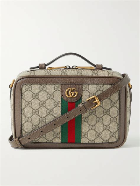 Gucci Ophidia Small Leather Trimmed Monogrammed Coated Canvas Shoulder