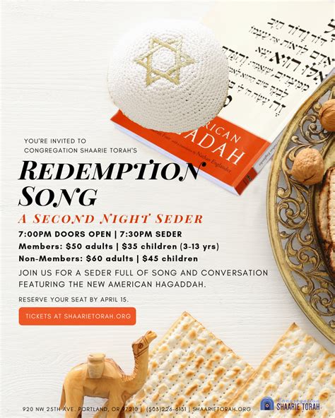 Redemption Song A Second Night Seder At Shaarie Torah Jewish Federation Of Greater Portland
