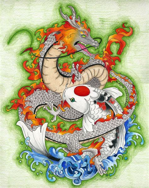 Dragon And Koi Fish For My Final Art Portfolio For School