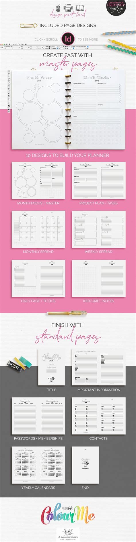 A4 Indesign Planner Template Colorme Planner Template Planner Business Planner
