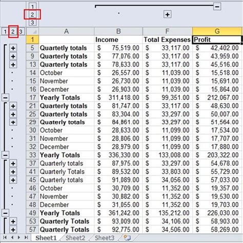 Using Microsoft Excel Automatic Outlining Planning Engineer Est