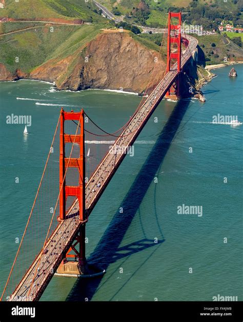Seen Aerial View Golden Gate Bridge From The Pacific Side San
