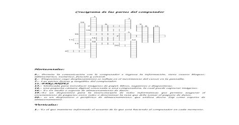 Crucigrama Partes Del Computador Doc Document