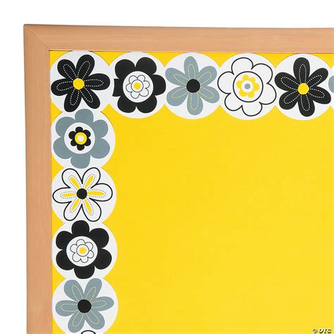 Black And White Flowers Bulletin Board Border Discontinued