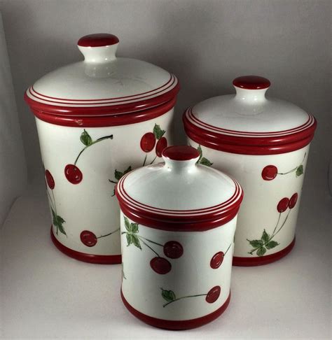 Ceramic Canister Sets For Kitchen Red Savannah 3 Pc Kitchen Canister