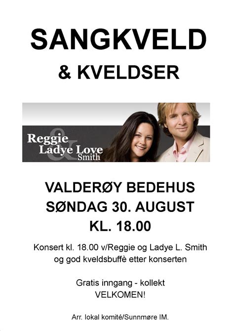 Konsert Valderøy bedehus 30 august kl 18 00 Sunnmøre Indremisjon