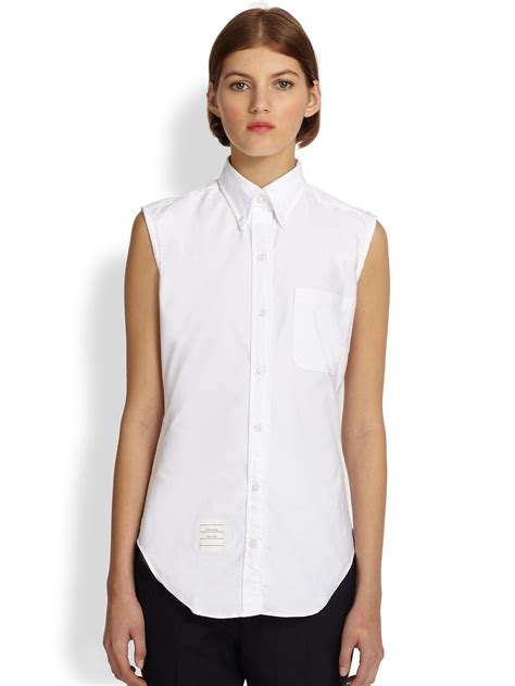 Lyst Thom Browne Sleeveless Oxford Shirt In White