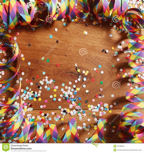 Colorful Carnival Frame Of Streamers And Confetti Stock Photo Image