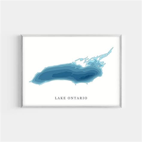 Lake Ontario Depth Map Print Bathymetric Contours Lake Etsy