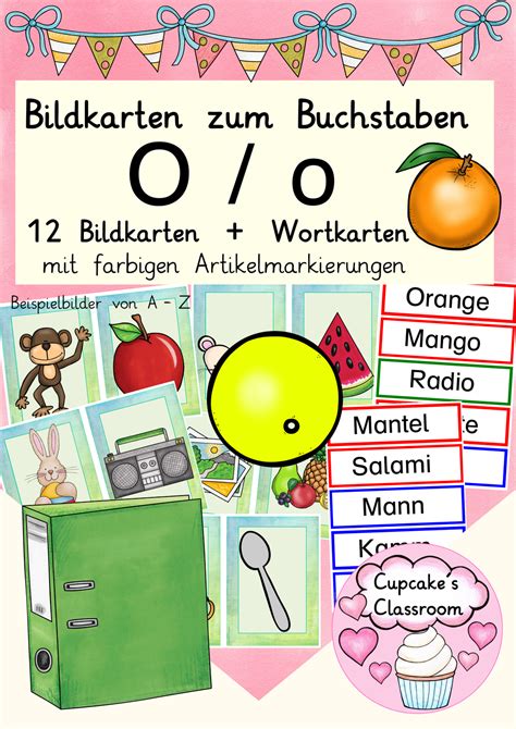 Buchstabe O Einführung Bildkarten Wortkarten Alphabetisierung DaZ Deutsch