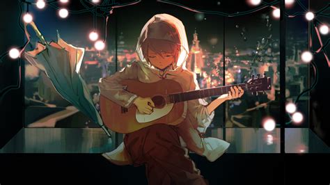 Wallpaper Instrument Guitar Anime Boys Kagamine Len Vocaloid