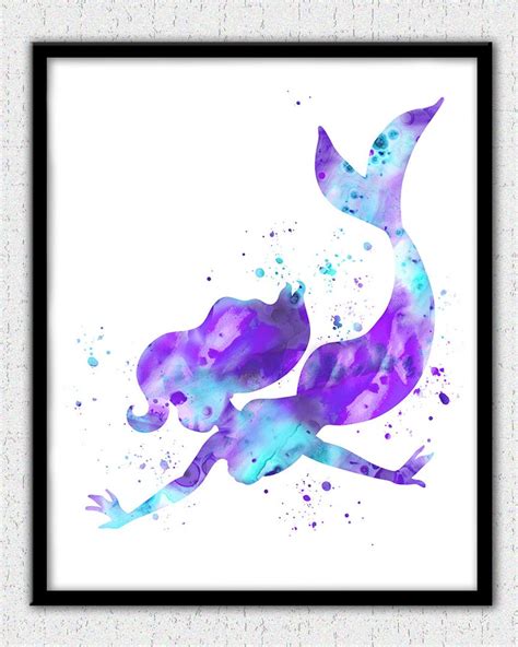 Aqua Lavender Mermaid Art Print Ariel Print Purple Mermaid Etsy