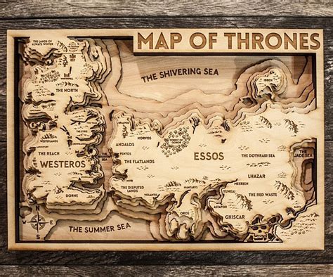Game Of Thrones 3d Wood Map