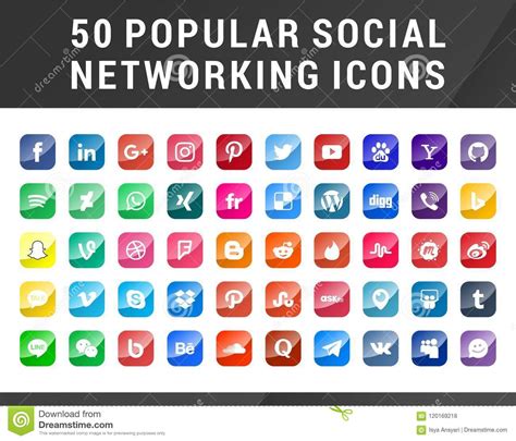 50 Popular Social Media Icons Editorial Stock Photo Illustration Of