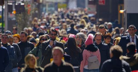 Crowd Of People Walking Street In New York City Slow Motion Stock