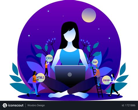 Free Women Web Developer With Laptop Illustration Download In Png