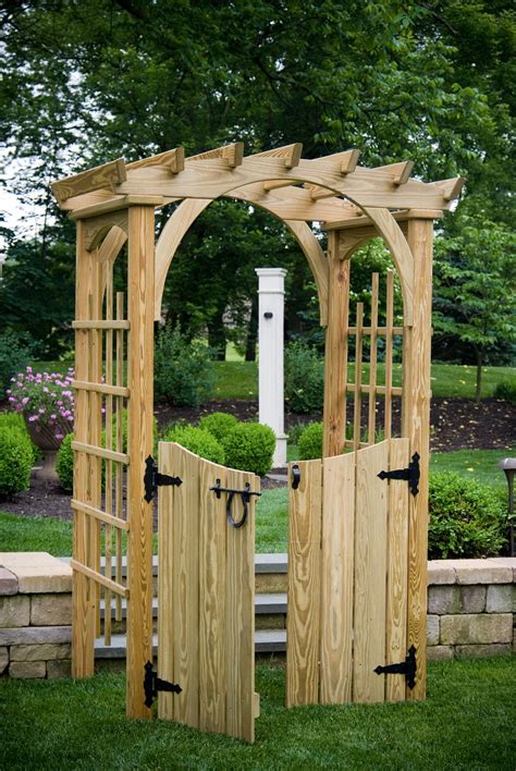 Garden aches typically come in wood, metal, and vinyl, which is highly durable. 3' x 4' Roman Arch Arbor with Gates | Garden arches ...