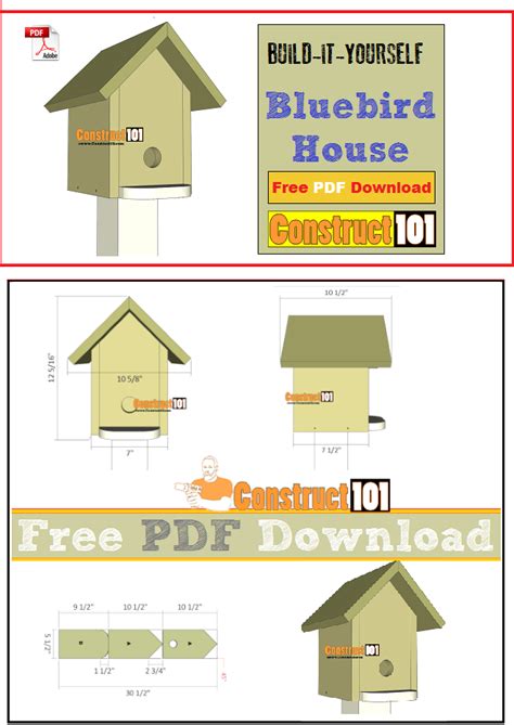 3800 house designs with plans by american and european architects for seasonal and permanent residence. Bluebird House Plans - PDF Download - Construct101