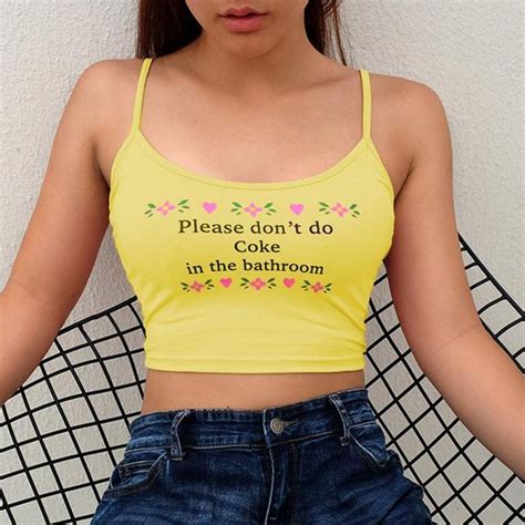 sexy crop top women summer 2021 casual please dont do coke in the bathroom letter print vest