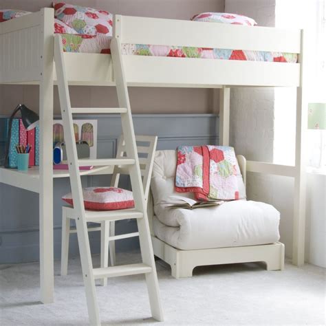 Adding a bunk bed with desk improves the overall usability of the room. Fargo High Sleeper Loft Bed with Futon & Corner Desk | Bunk bed with desk, High sleeper with ...