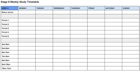 Study Timetable Template For Students Download Free 2020 Excel Templates