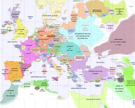 Europe Political Map 1400 Mapsofnet