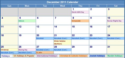 December 2011 Calendar With Holidays As Picture