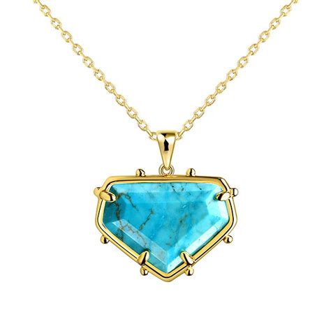 Gold Natural Turquoise Pendant Necklace Ttt Jewelry