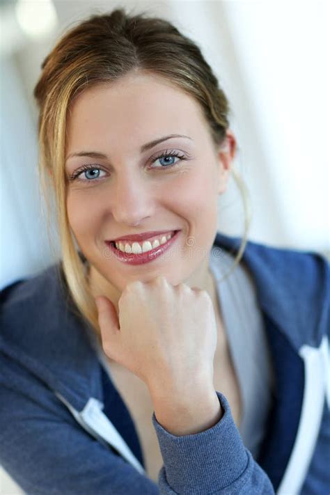 Beautiful Teen Woman With Blue Eyes Stock Image Image Of Blond