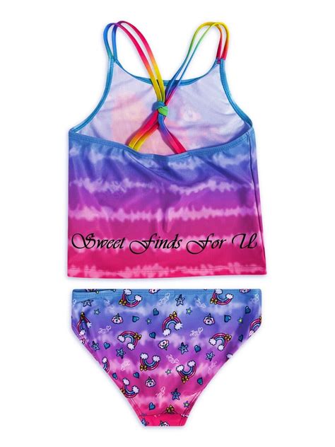 Jojo Siwa Tankini Two Piece Swimsuit Cover Up Set Girl Size 8 12