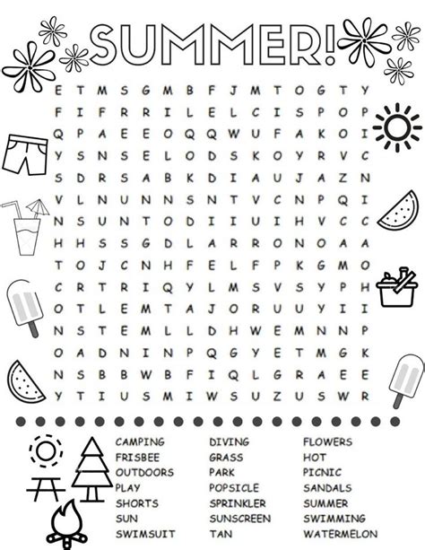Summer Word Search Puzzles Best Coloring Pages For Kids